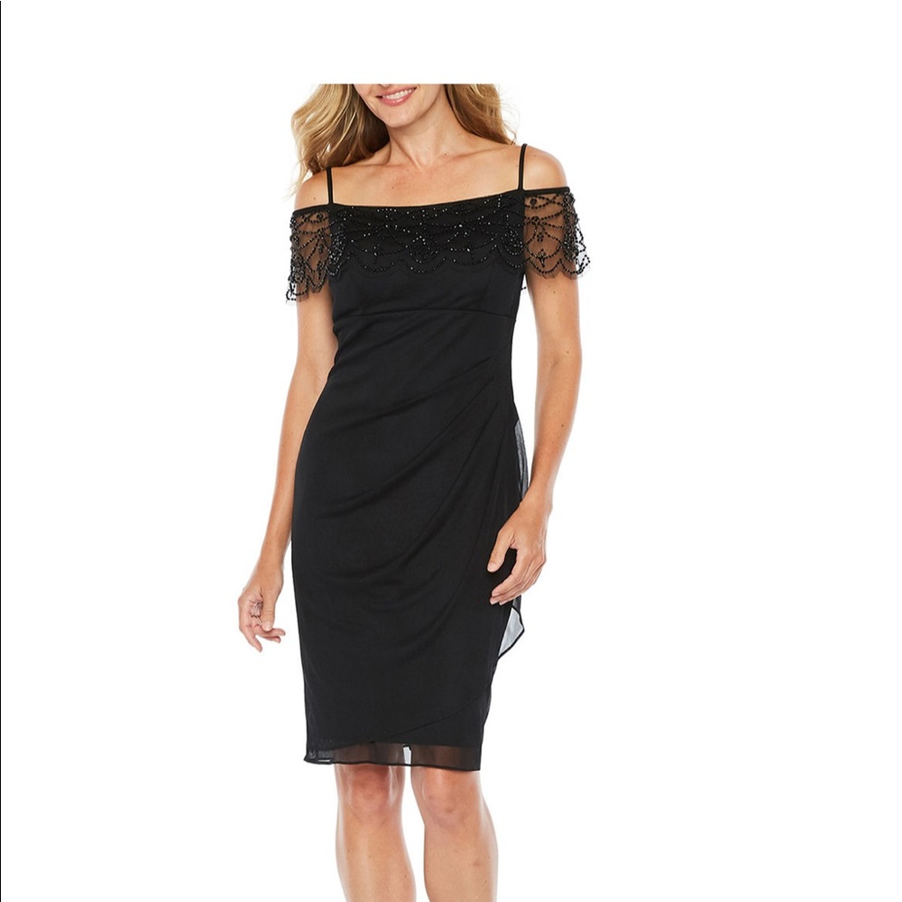 COPY - Black  DJ Jaz Cold Shoulder Embellished Sheath Dress